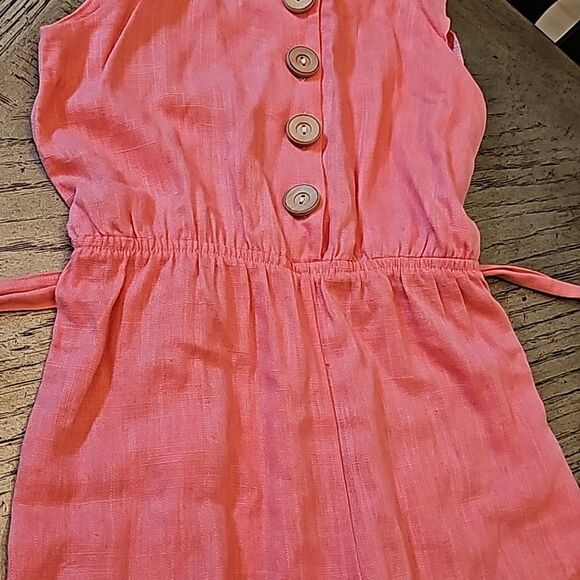 Linen coral jumpsuit romper size M 7/8 - Picture 5 of 10